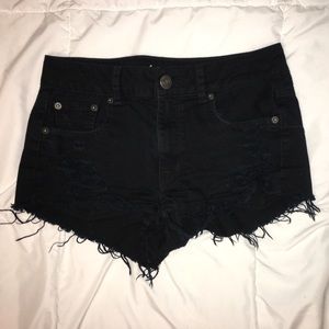 black american eagle ripped jean shorts